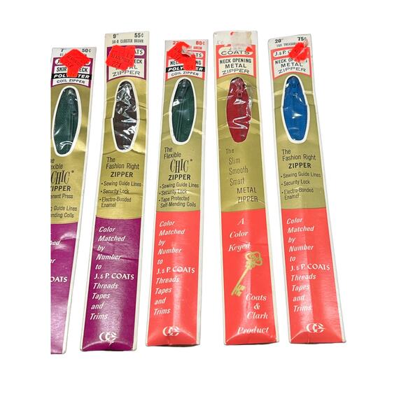 Vintage Zipper Set for Sewing Crafts Dress Skirt Pants Set of 8 - Picture 2 of 3